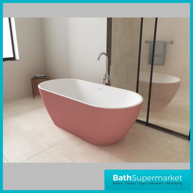 Bainlo Albus Pink Rose Oval Modern Free Standing Bath 1550mm