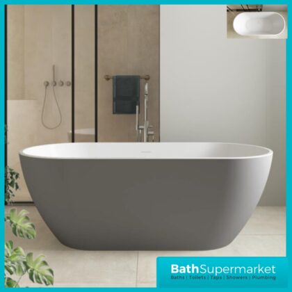 Bainlo Albus Matt Grey Oval Modern Free Standing Bath 1650mm