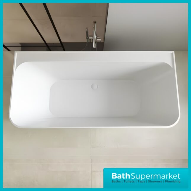 Bainlo Lume Grey Modern Rectangular Freestanding Bath 1600mm