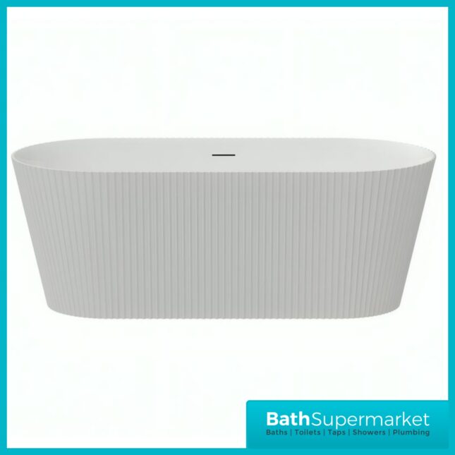 Bainlo Azure Fluted White Elegant Freestanding Bath 1600mm x 740mm