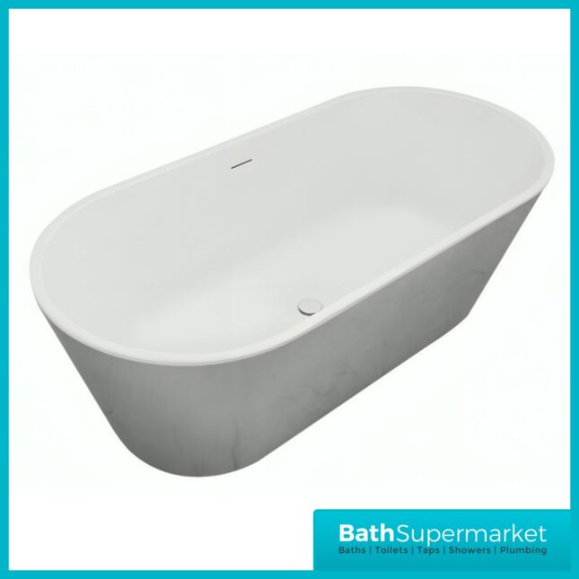 Bainlo Serenity Silver Double Ended Freestanding Bath 1600mm