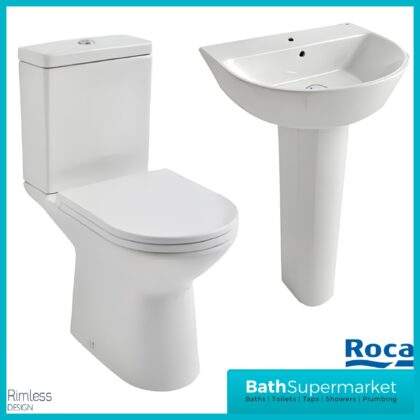 Roca Havana 4 Piece Ceramic WC Toilet & Full Pedestal Basin Bathroom Suite Set