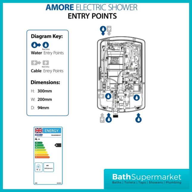 Triton Amore Brushed Steel Electric Shower 8.5kW Or 9.5kW