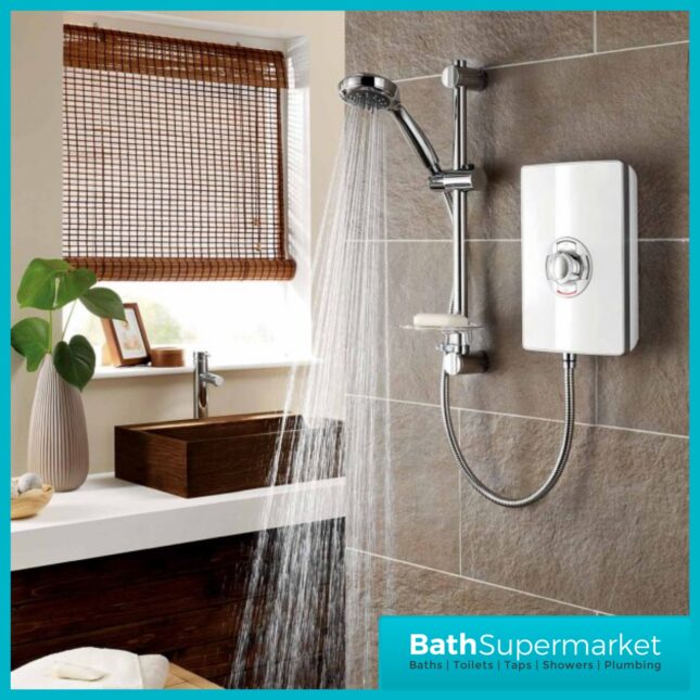 Triton Aspirante Gloss White Electric Shower 8.5kW Or 9.5kW