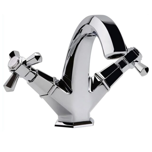 RAK Washington Chrome Art Deco Traditional Crosshead Mono Basin Mixer Tap