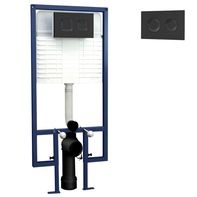 Hudson Reed Concealed Cistern Wall Hung Frame & Black Flush 1136-1336mm