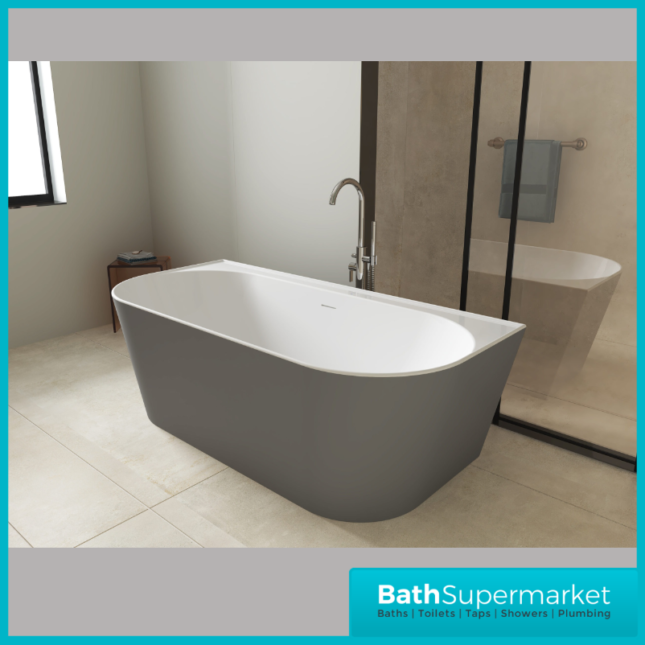 Bainlo Lume Grey Modern Oval Free Standing Bath 1700mm x 800mm