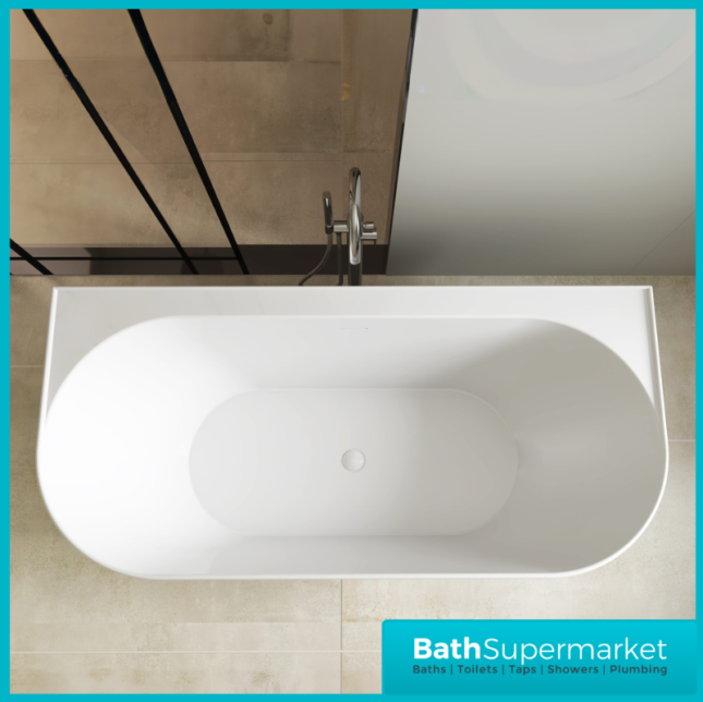 Bainlo Lume Grey Modern Oval Free Standing Bath 1700mm x 800mm
