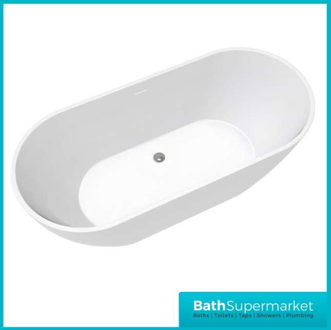 Bainlo Albus White Oval Modern Free Standing Bath 1550mm & 1650mm