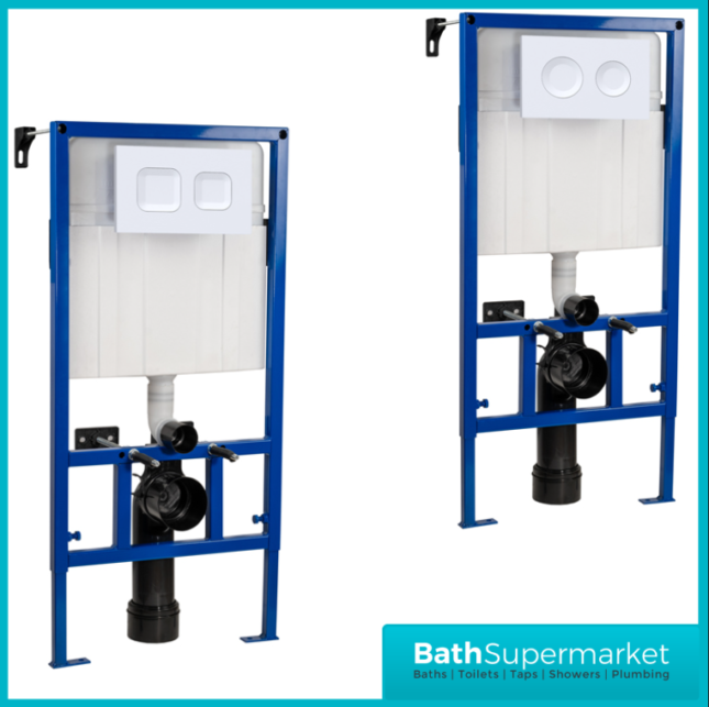 Hudson Reed Mid Height Concealed Cistern Wall Frame & White Flush Plate 890mm