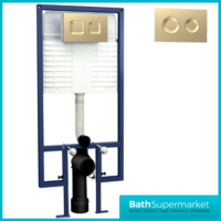 Hudson Reed Concealed Cistern Wall Hung Frame & Brushed Brass Flush 1136-1336mm