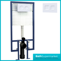 Hudson Reed Concealed Cistern Wall Hung Frame & White Flush 1136-1336mm