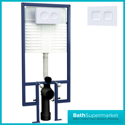 Hudson Reed Concealed Cistern Wall Hung Frame & White Flush 1136-1336mm