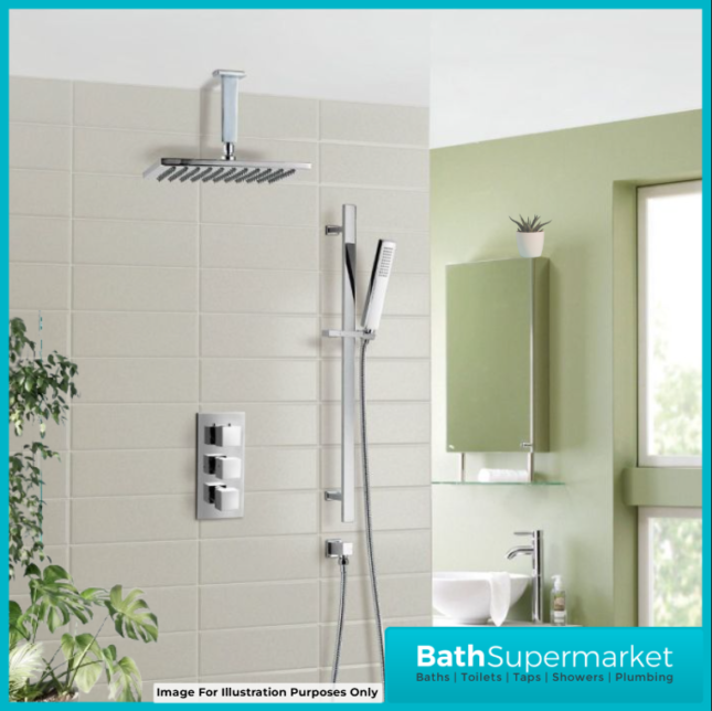 Kartell K-VIT Polished Chrome Square Ceiling Mounted Shower Arm