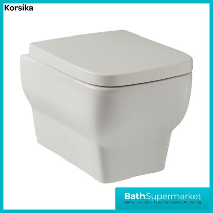 Kartell Korsika Square Wall Hung Pan With Soft Close Seat 490mm Projection