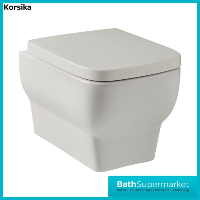 Kartell Korsika Square Wall Hung Pan With Soft Close Seat 490mm Projection