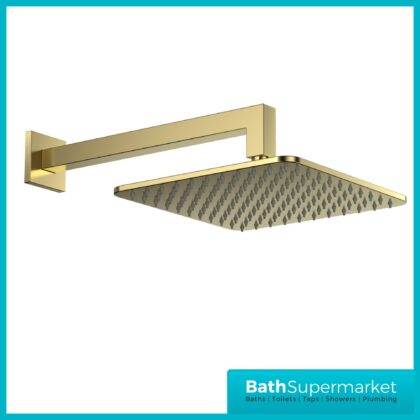 Sognare Brushed Brass Square Shower Arm & Head