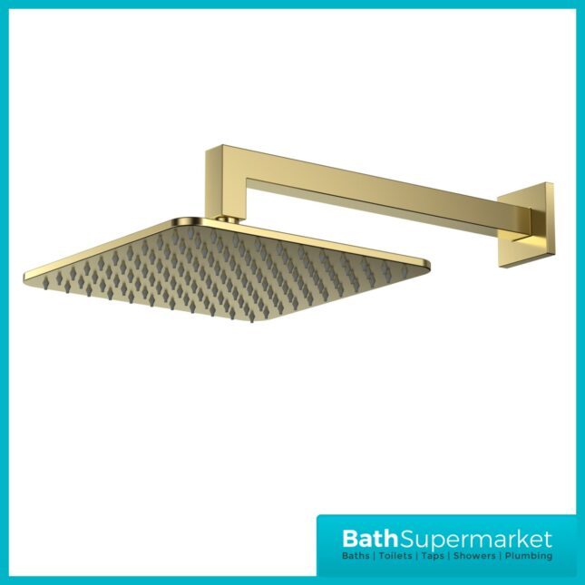 Sognare Brushed Brass Square Shower Arm & Head