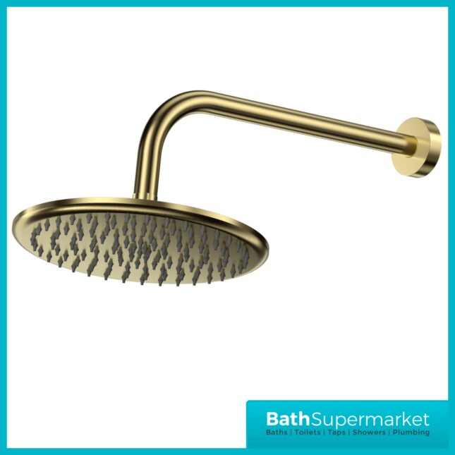 Sognare Brushed Brass Round Shower Arm & Head