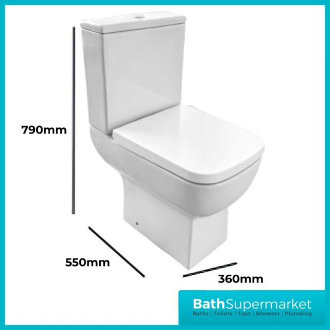 Sognare Choices 550 Square Compact Closed Coupled Open Back Pan & Seat