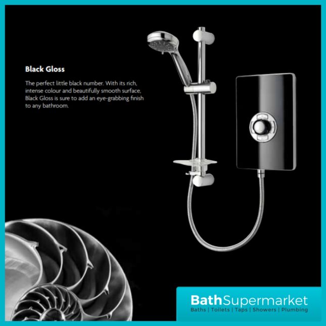 Triton Aspirante Gloss Black Electric Shower 8.5kW Or 9.5kW