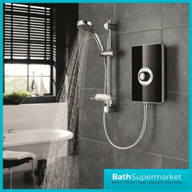 Triton Aspirante Gloss Black Electric Shower 8.5kW Or 9.5kW