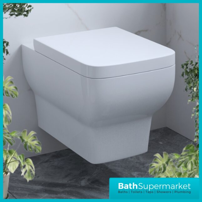 Kartell Korsika Square Wall Hung Pan With Soft Close Seat 490mm Projection