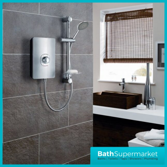 Triton Aspirante Brushed Steel Electric Shower 8.5kW Or 9.5kW