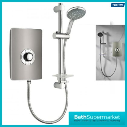 Triton Aspirante Gunmetal Electric Shower 8.5kW Or 9.5kW