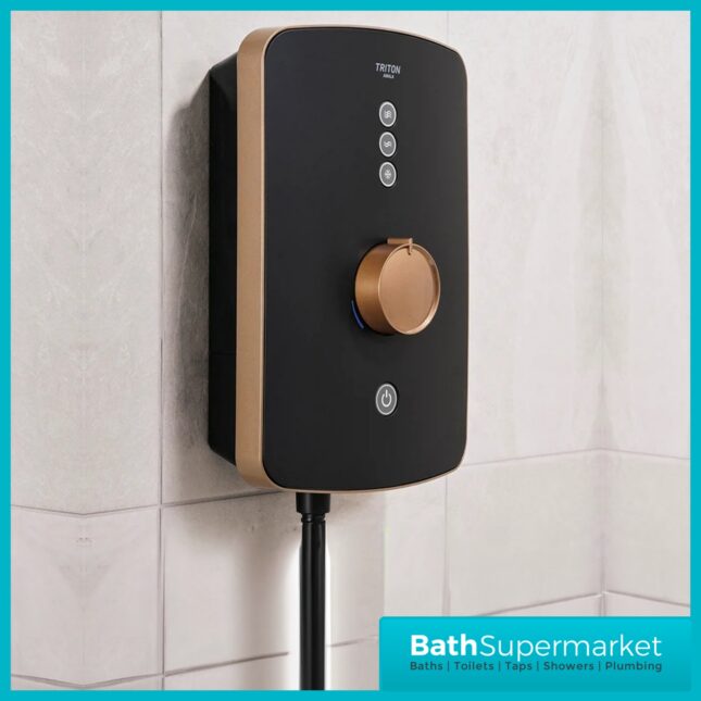 Triton Amala Black/Brushed Copper Electric Shower 8.5kW Or 9.5kW