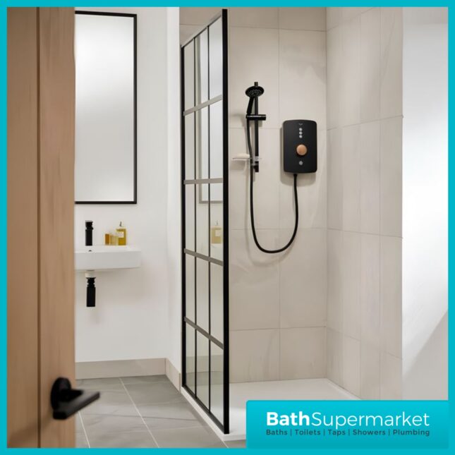 Triton Amala Black/Brushed Copper Electric Shower 8.5kW Or 9.5kW
