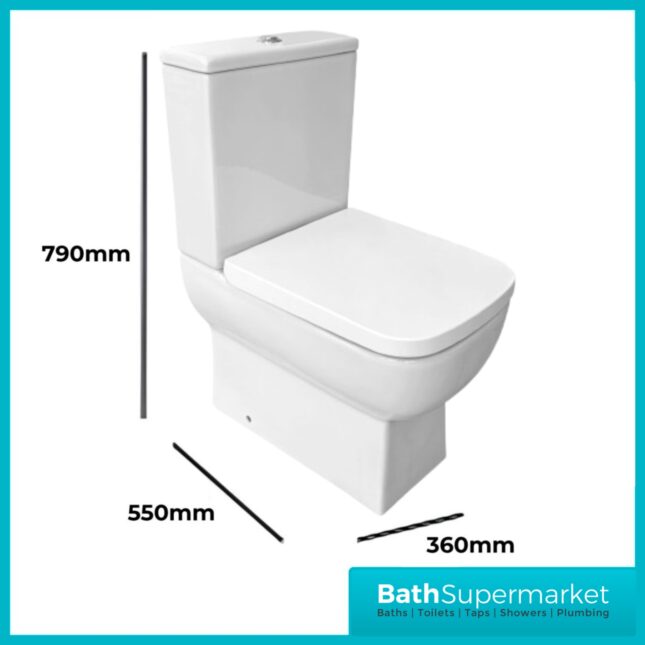 Sognare Choices 550 Square Compact Closed Back WC Pan & Toilet Seat