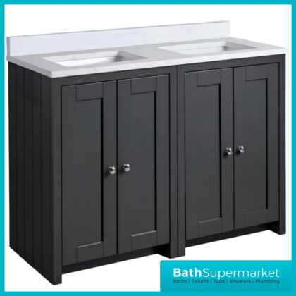 Tavistock Lansdown Traditional Matt Black Vanity Unit & Double Basin 1200mm