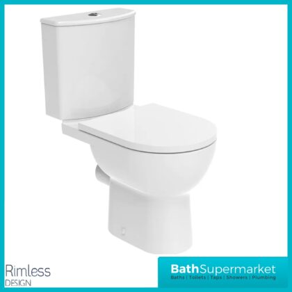 Tavistock Levant White Rimless Close Coupled WC Toilet & Thermoset Soft Close Seat