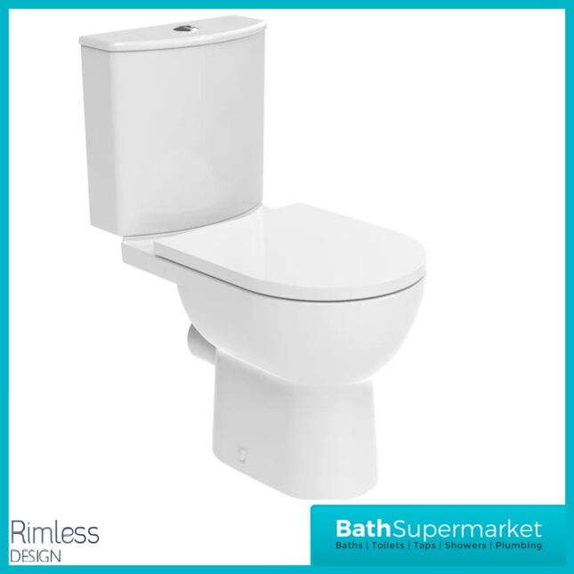 Tavistock Levant White Rimless Close Coupled WC Toilet & Thermoset Soft Close Seat