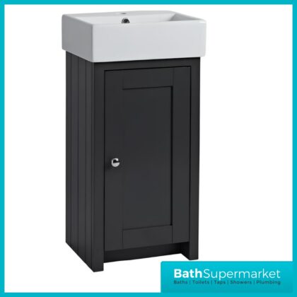Tavistock Lansdown Matt Black Floorstanding Cloakroom Vanity Basin Unit 430mm