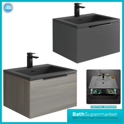 Sognare Ambience LED Wall Mounted Vanity Unit With Grey Basin 600mm