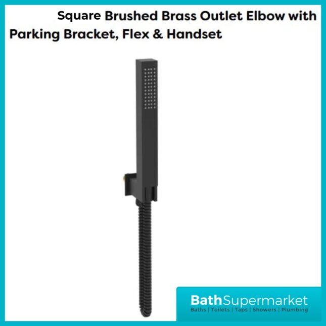 Tempo Flow Square Black 2 Way Concealed Thermostatic Shower Valve With Head & Handset