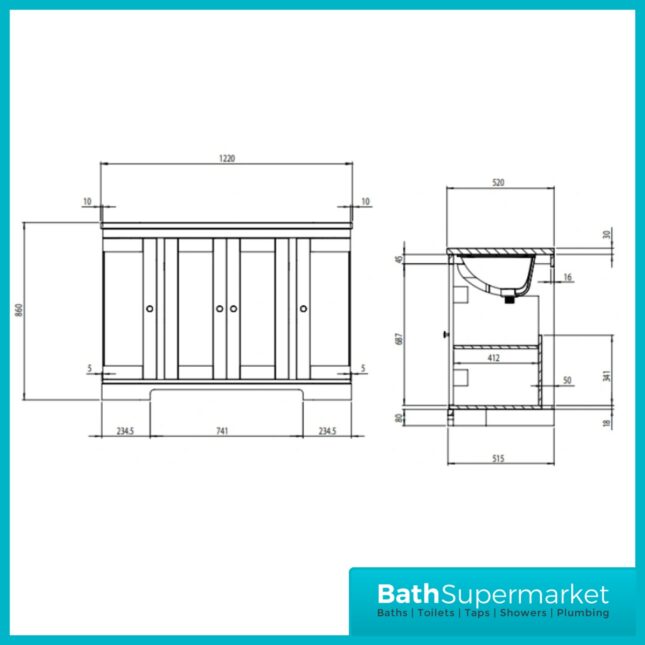 Tavistock Lansdown Matt Black Curved Underslung Basin Vanity Unit 1200mm