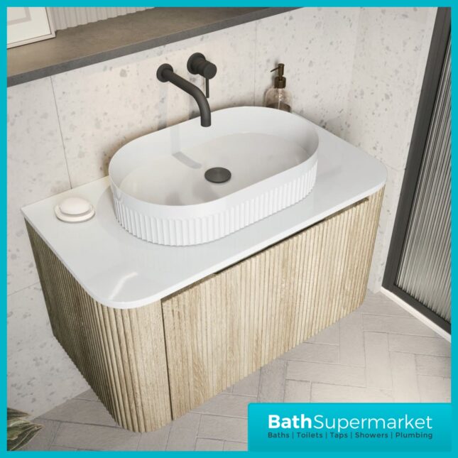 Sognare Fluted White Oval Countertop Basin 575mm x 360mm