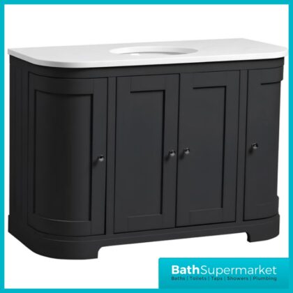 Tavistock Lansdown Matt Black Curved Underslung Basin Vanity Unit 1200mm