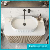 Sognare Fluted White Oval Countertop Basin 575mm x 360mm