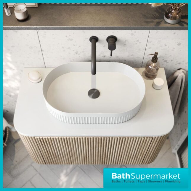Sognare Fluted White Oval Countertop Basin 575mm x 360mm