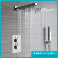 Tempo Flow Square Chrome 2 Way Concealed Thermostatic Shower Valve With Head & Handset