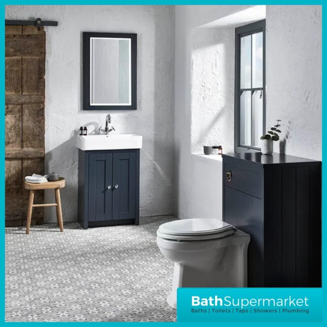 Tavistock Lansdown Matt Black Floorstanding Vanity Basin Unit 575mm - 1 Or 2 Tap Hole