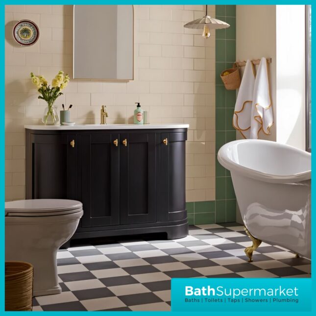 Tavistock Lansdown Matt Black Curved Underslung Basin Vanity Unit 1200mm