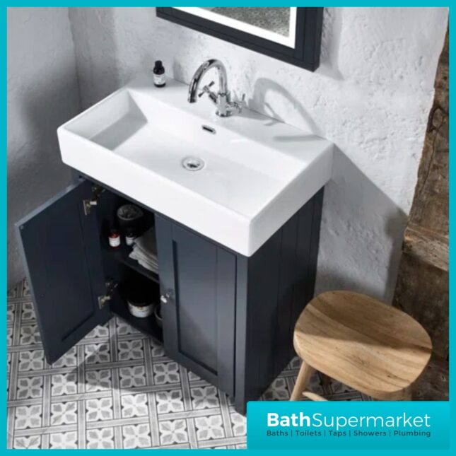 Tavistock Lansdown Matt Black Floorstanding 1 Tap Hole Vanity Basin Unit 700mm
