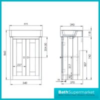 Tavistock Lansdown Matt Black Floorstanding Vanity Basin Unit 575mm - 1 Or 2 Tap Hole