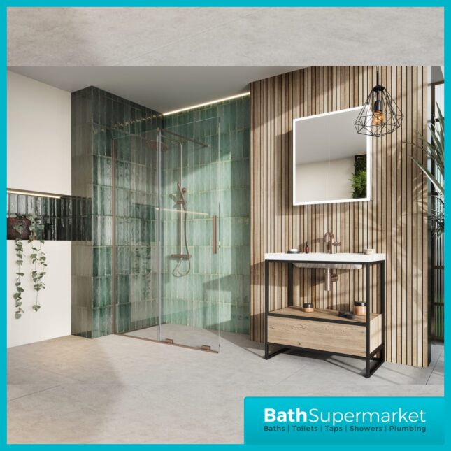 Sognare Momentum Brushed Bronze Sliding Wetroom Door & Optional Side Panel 2000mm