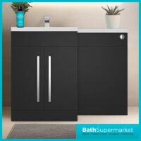 Matrix Matt Black L Shaped Combination Basin WC Unit Pack 1100mm – LH/RH